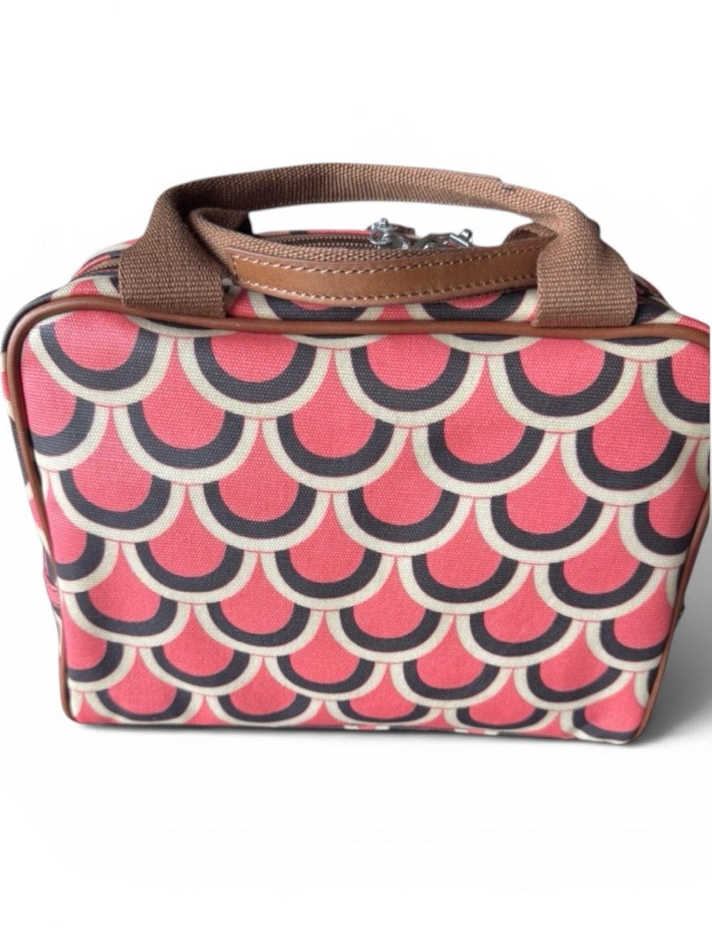 Halsea Kona Koi Coated Canvas Train Cosmetic Case Coral NWT Travel Makeup Bag - Picture 4 of 8